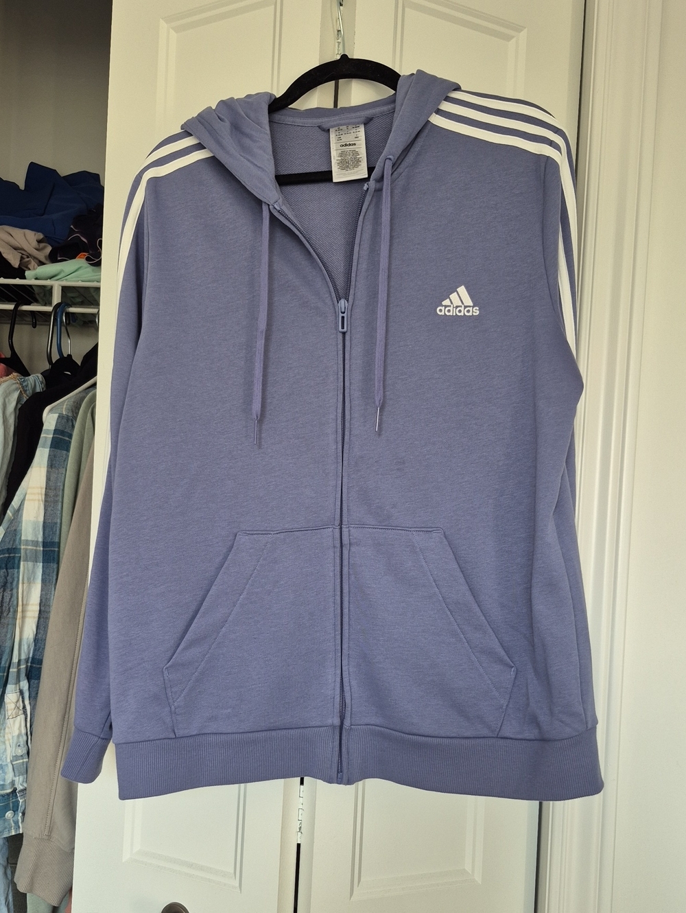adidas Lavender Full-Zip Hooded Track Jacket with White Stripes Xl Women